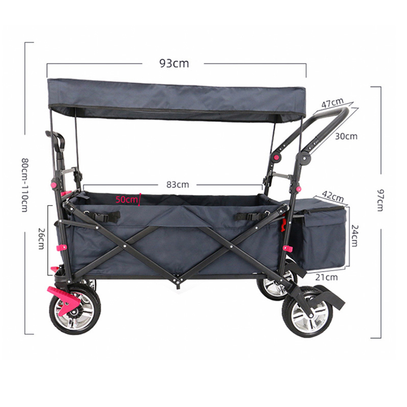 Big Wheels Camping Trolley Wagon Cart Folding Portable Beach Cart With Canopy
