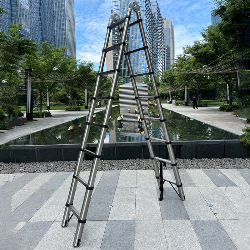 Double Side Stainless Steel Telescopic Ladder Folding Ladder