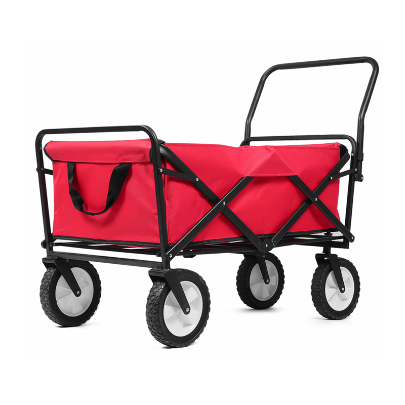 Portable Camping Wagon Cart Folding Beach Cart with Big Wheels Red
