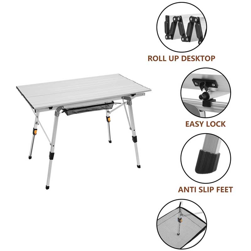 Aluminum Roll Up Portable Outdoor Folding Tables Outdoor Rolling Table Roll Egg Folding Table