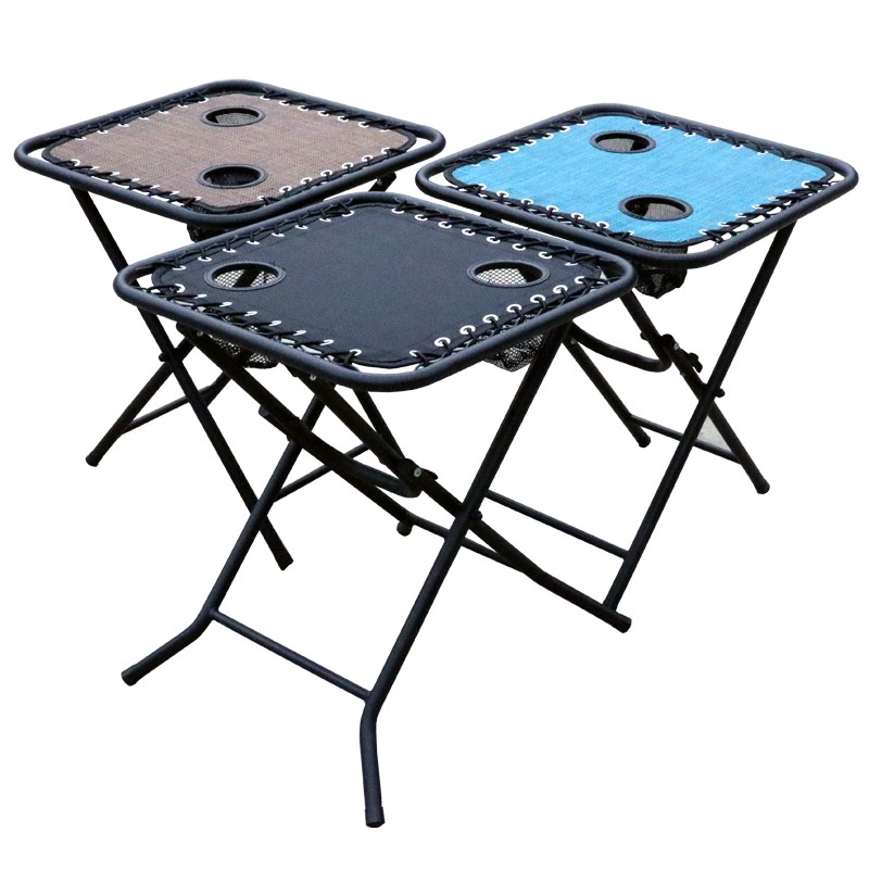 Camping Folding Table with Mesh Drink Holders