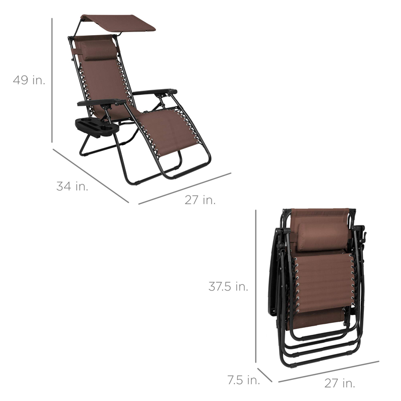 Zero Gravity Recliner Padded Patio Lounger Chair Lounge Chairs Modern Leisure with Sunshade