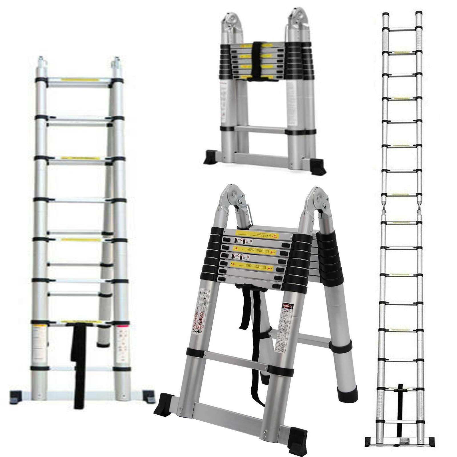 Yellow And Blue Double Side Telescopic Aluminum Ladder