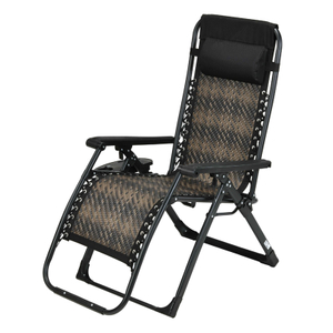 Rattan Beach Lounger Chair Outdoor Lounge Office Folding Zero Gravity Reclin