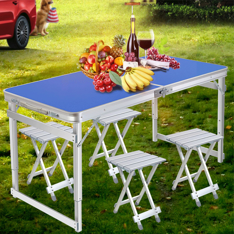 Outdoor Aluminum Folding Tables Portable Square Tube Adjustable Camping Tools