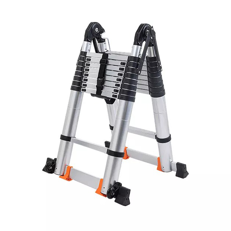 Silver And Black Double Side Telescopic Aluminum Ladder