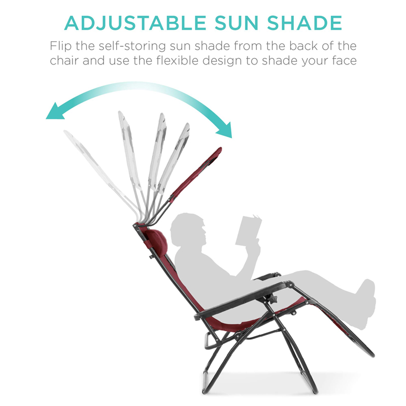 Aluminum Beach Chairs And Umbrellas Zero Gravity Lounge with Sun Shade