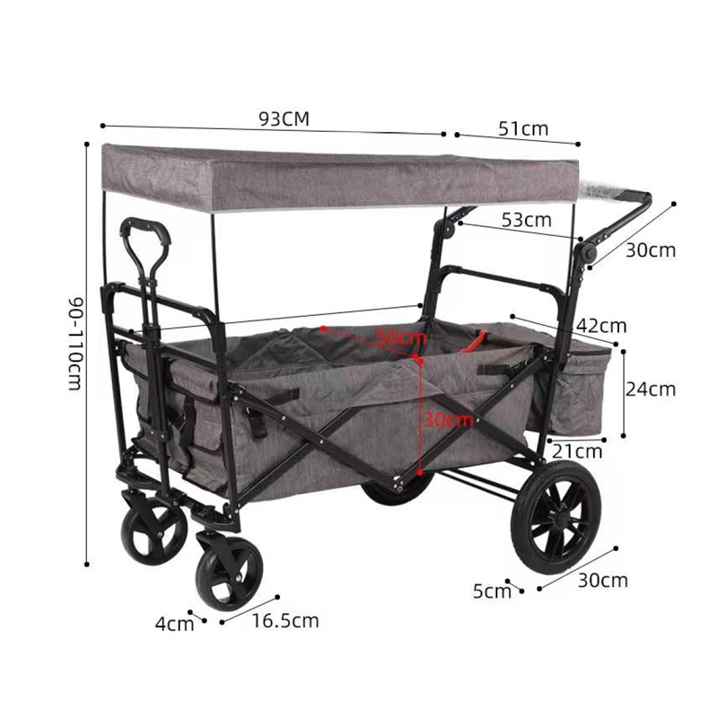 Camping Trolley Wagon Cart Folding Portable Beach Cart With Canopy