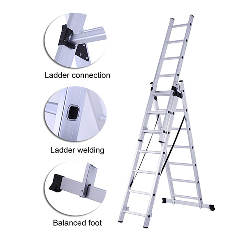 Triple Extension Steps Ladder Aluminum Stairs