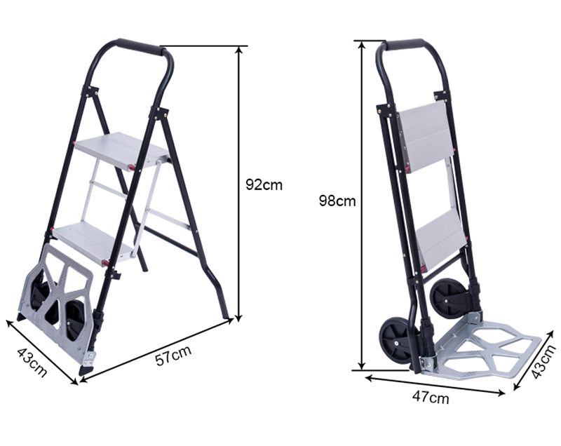Foldable Hand Trolley Ladder Cart 2 in 1 Ladder 