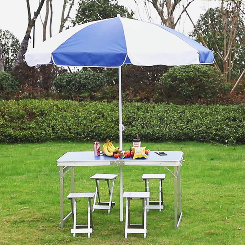 Aluminum Outdoor Folding Tables Portable Square Tube Adjustable Camping Tables Blue