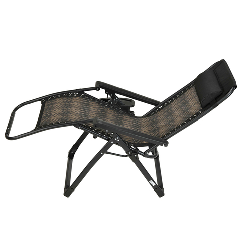 Rattan Beach Lounger Chair Outdoor Lounge Office Folding Zero Gravity Reclin