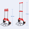 Aluminium Trolley Cart Folding Push Truck Hand Luggage Cart Square Tube 2 Fold