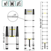 3.8m/12.5 FT One Button Retraction Aluminum Telescopic Slow Down Design Multi-Purpose Ladder